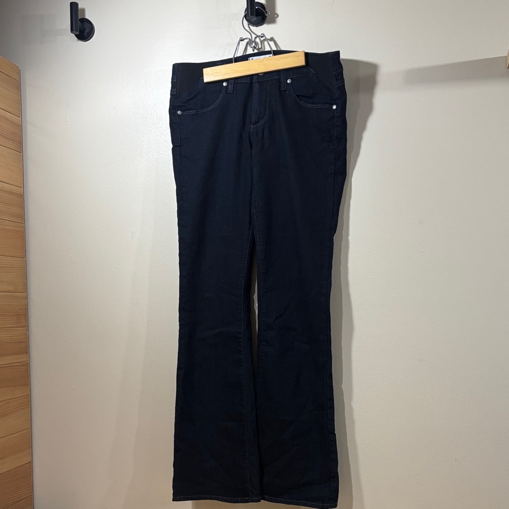 PAIGE Women's dark blue, low rise Boot Cut, petite length  Jeans